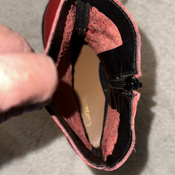 Clarsunny Retro Style Round Toe Ankle Booties Red Leather Women’s 9.5 - Picture 8 of 10